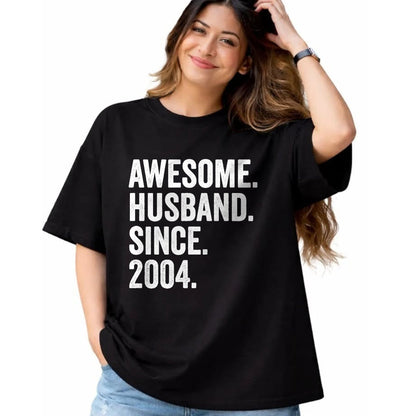 Best Wife Shirt, Wife and Husband Unisex T-Shirt/Hoodie/Sweatshirt HLT00 - Awesome Husband Since 2004 20th wedding anniversary 20 years T-Shirt
