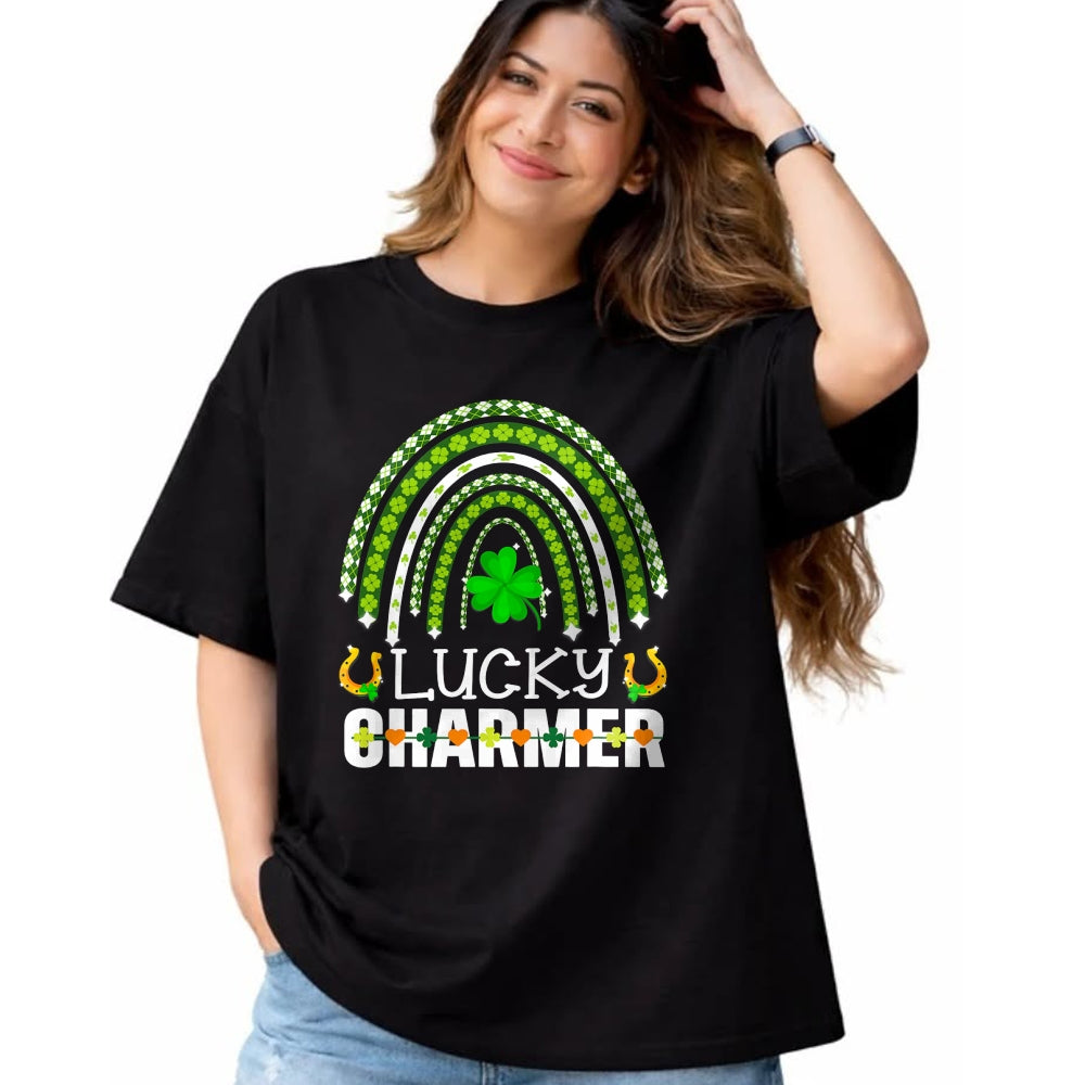 Patrick Day Shirts for Family, Funny Patrick Day shirts, st patrick's day Unisex T-Shirt/Hoodie/Sweatshirt HLT00 - Lucky Charmer Funny St Patrick Day  Rainbow Shamrock T-Shirt
