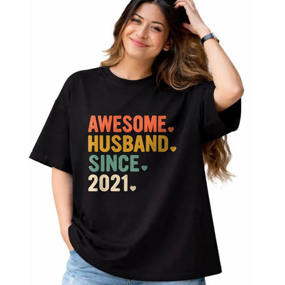 Best Wife Shirt, Wife and Husband Unisex T-Shirt/Hoodie/Sweatshirt HLT00 - 2 Years Anniversary for Him Awesome Husband Since 2021 T-Shirt