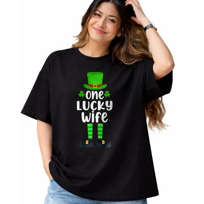 Best Wife Shirt, Wife and Husband Unisex T-Shirt/Hoodie/Sweatshirt HLT00 - Gift for wife T shirt, lucky wife   One Lucky Wife Funny St Patricks Day Lucky Shamrock Premium T-Sh