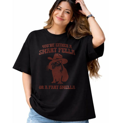 Cute Capybara Shirt, Funny Capybara Unisex T-Shirt/Hoodie/Sweatshirt HLT00 - Capybara Either Smart Fella Fart Smella Funny Men Women Kids T-Shirt