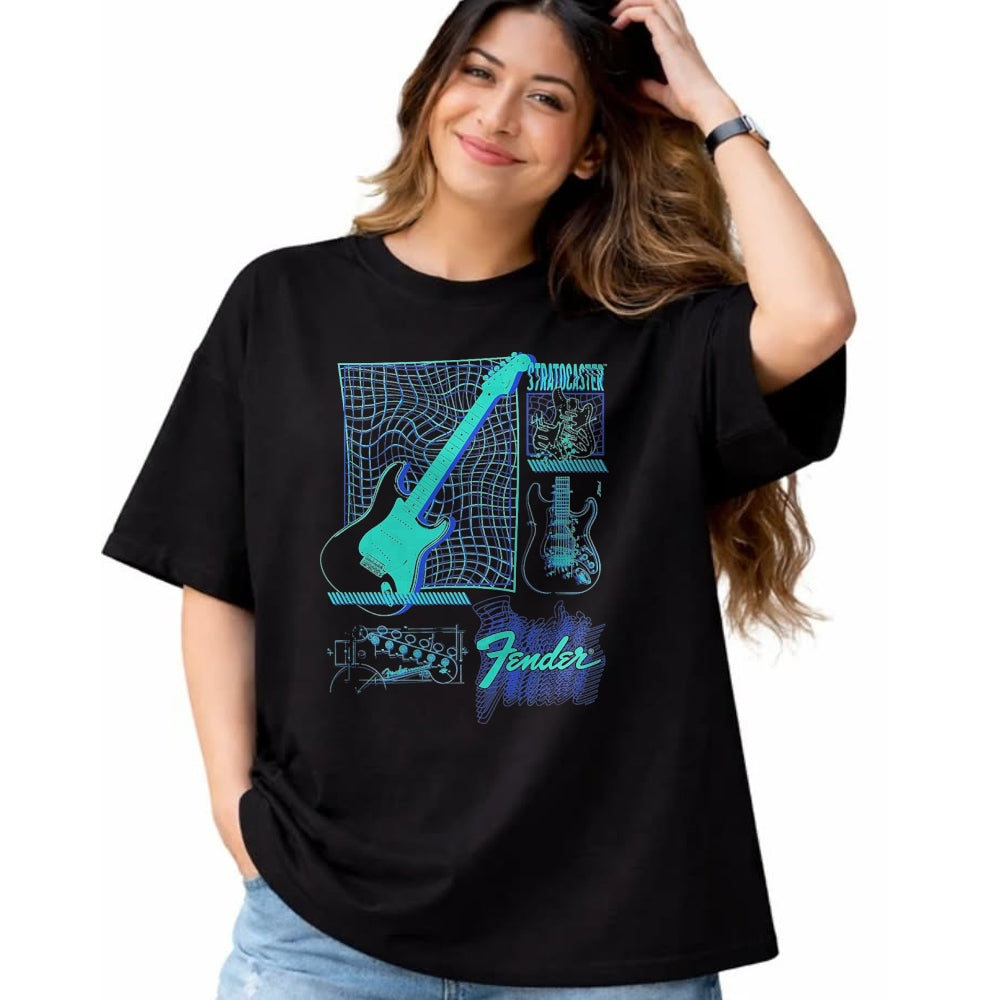 Guitar Lover Shirt, Funny Guitar UnisexT-Shirt/Hoodie/Sweatshirt HLT00 - Fender Stratocaster Guitar Schematic Poster T-Shirt, Men, Black, XX-Large