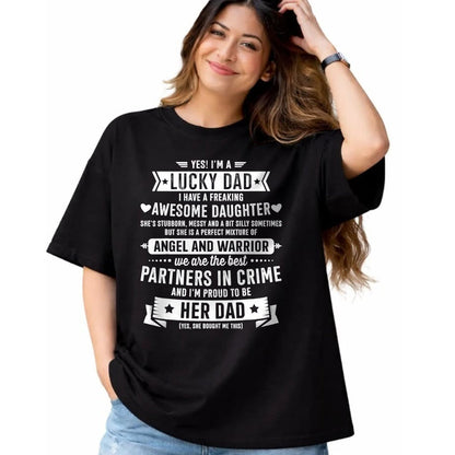 Gift for Dad Shirt, Funny Dad Unisex T-Shirt/Hoodie/Sweatshirt HLT00 –  Lucky proud dad awesome daughter for fathers day birthday T-Shirt