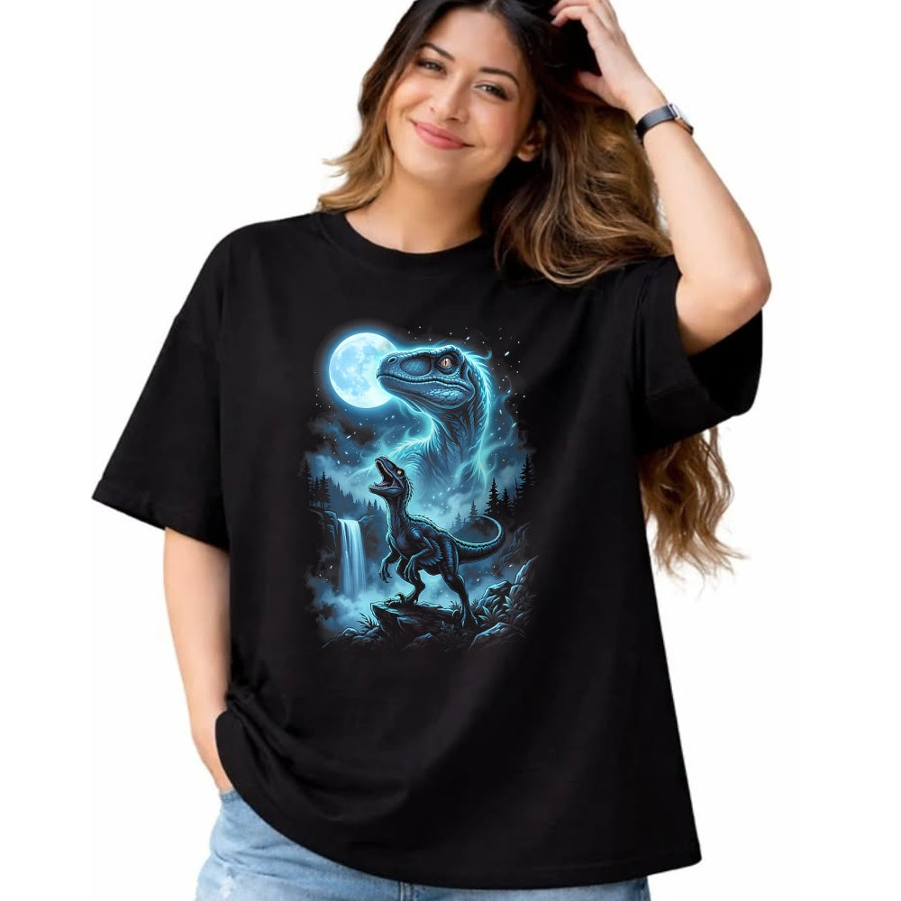 Best Dinosaur Lover Shirt, Funny Dinosaur UnisexT-Shirt/Hoodie/Sweatshirt HLT00 - Velociraptor Silhouette Mystical Moon Dinosaur T-Shirt