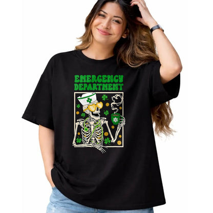 Patrick Day Shirts for Family, Funny Patrick Day shirts, st patrick's day Unisex T-Shirt/Hoodie/Sweatshirt HLT00 - Skeleton Emergency Department Coffee ER Nurse St Patrick Day T-Shirt
