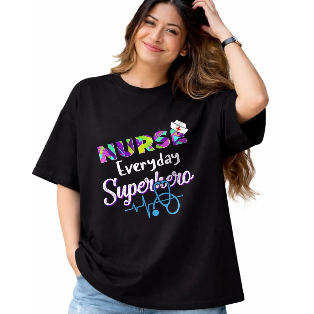 Funny Nurse Shirt, Nurse Unisex T-Shirt/Hoodie/Sweatshirt HLT00 - Nurse Every Day Superhero Coloring International Nurses Day T-Shirt