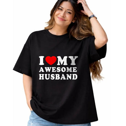Best Wife Shirt, Wife and Husband Unisex T-Shirt/Hoodie/Sweatshirt HLT00 - I Love My Awesome Husband I Heart My Husband Love Husband T-Shirt (1)
