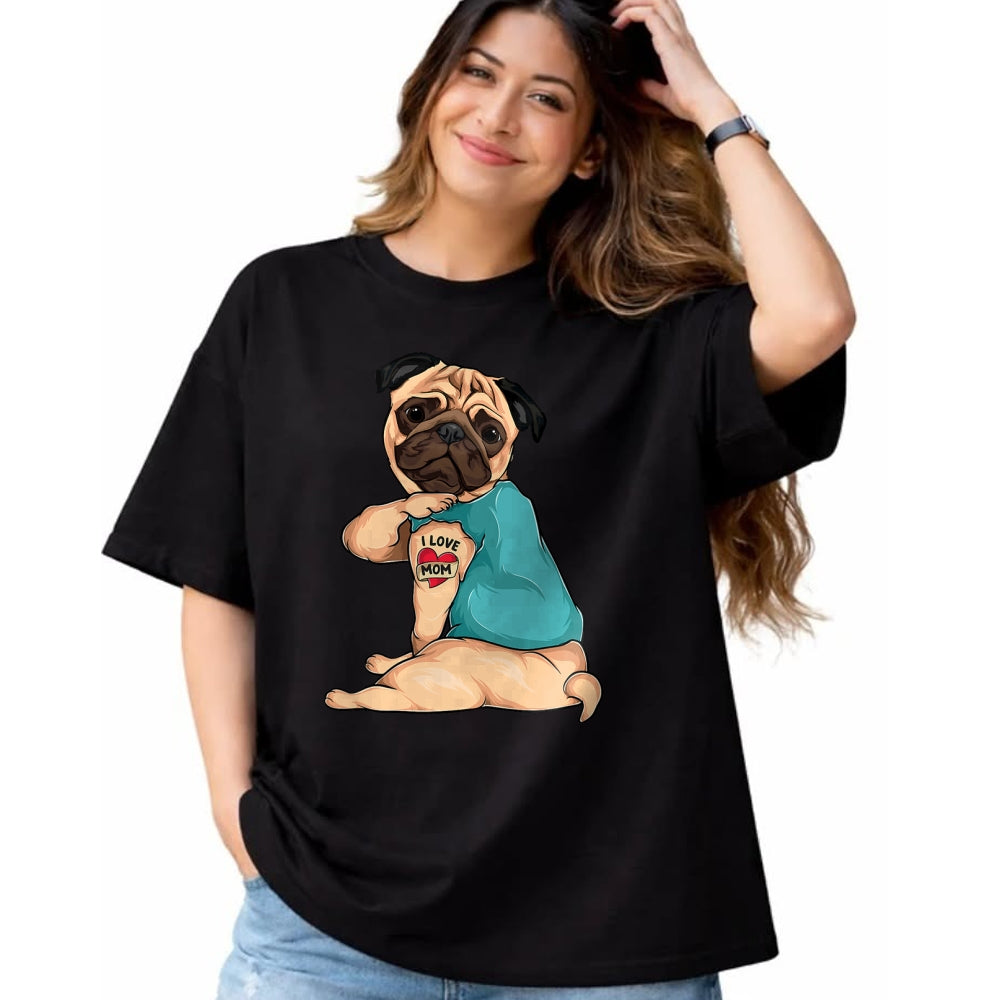 Dog Love Shirt, Dog Lover Gift T-Shirt/Hoodie/Sweatshirt HLT00 - Mother_s Day gift funny dog Pug i love mom tattoo T-Shirt