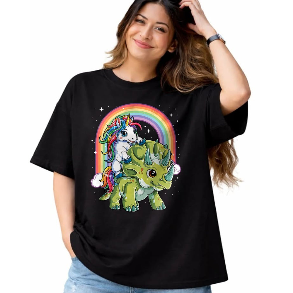 Best Dinosaur Lover Shirt, Funny Dinosaur UnisexT-Shirt/Hoodie/Sweatshirt HLT00 - Unicorn Riding Dinosaur Triceratops Funny Boys Girls Rainbow T-Shirt Small