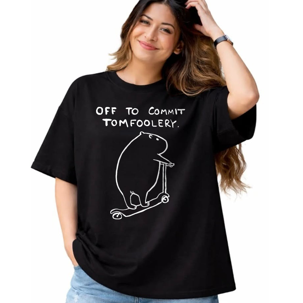 Cute Capybara Shirt, Funny Capybara Unisex T-Shirt/Hoodie/Sweatshirt HLT00 - Capybara Off to Commit Tomfoolery T-Shirt