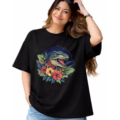 Best Dinosaur Lover Shirt, Funny Dinosaur UnisexT-Shirt/Hoodie/Sweatshirt HLT00 - Dinosaur With Floral Background Artwork T-Shirt