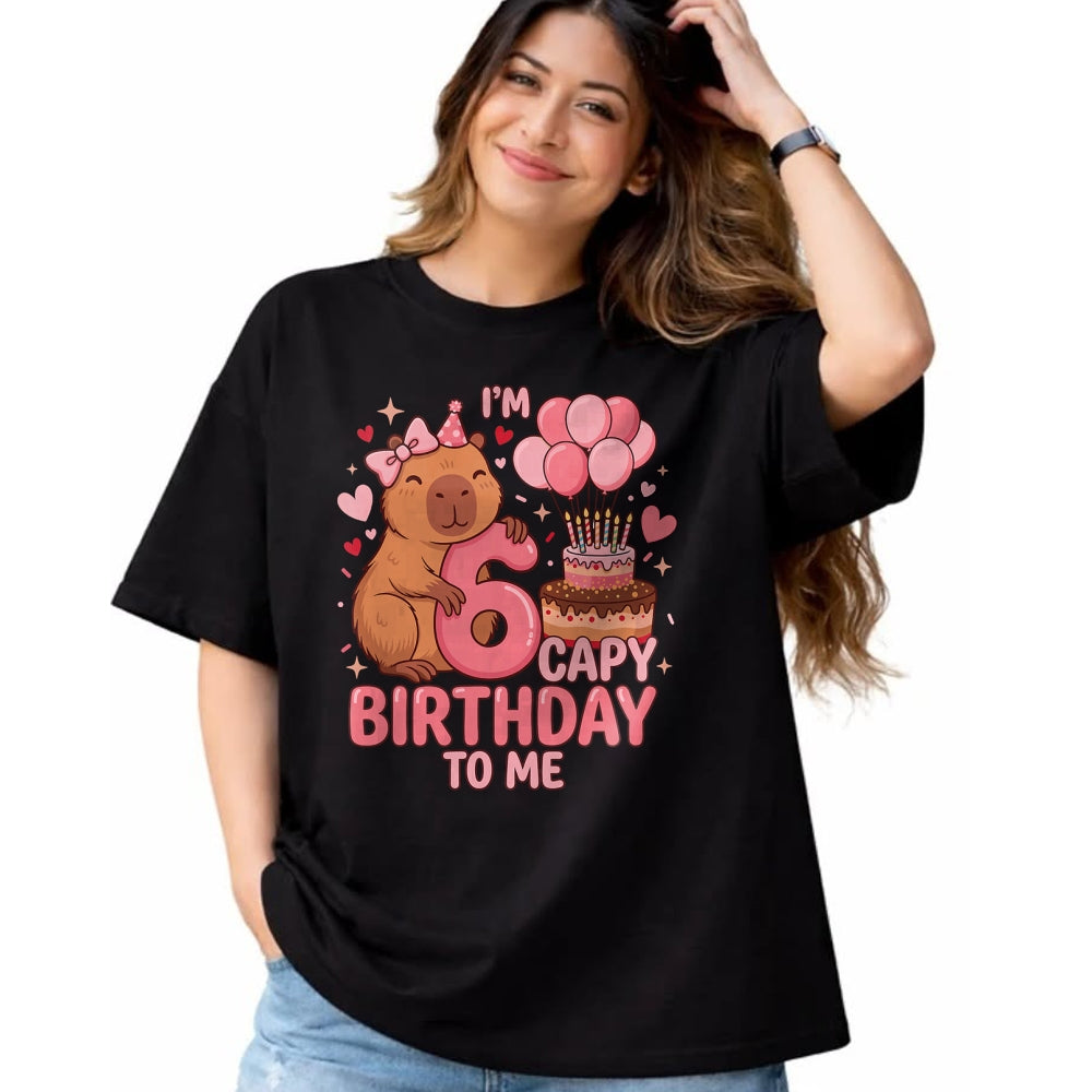 Cute Capybara Shirt, Funny Capybara UnisexT-Shirt/Hoodie/Sweatshirt HLT00 - Capybara 6 Year Birthday Girl Capybara 6th Birthday 2020 T-Shirt