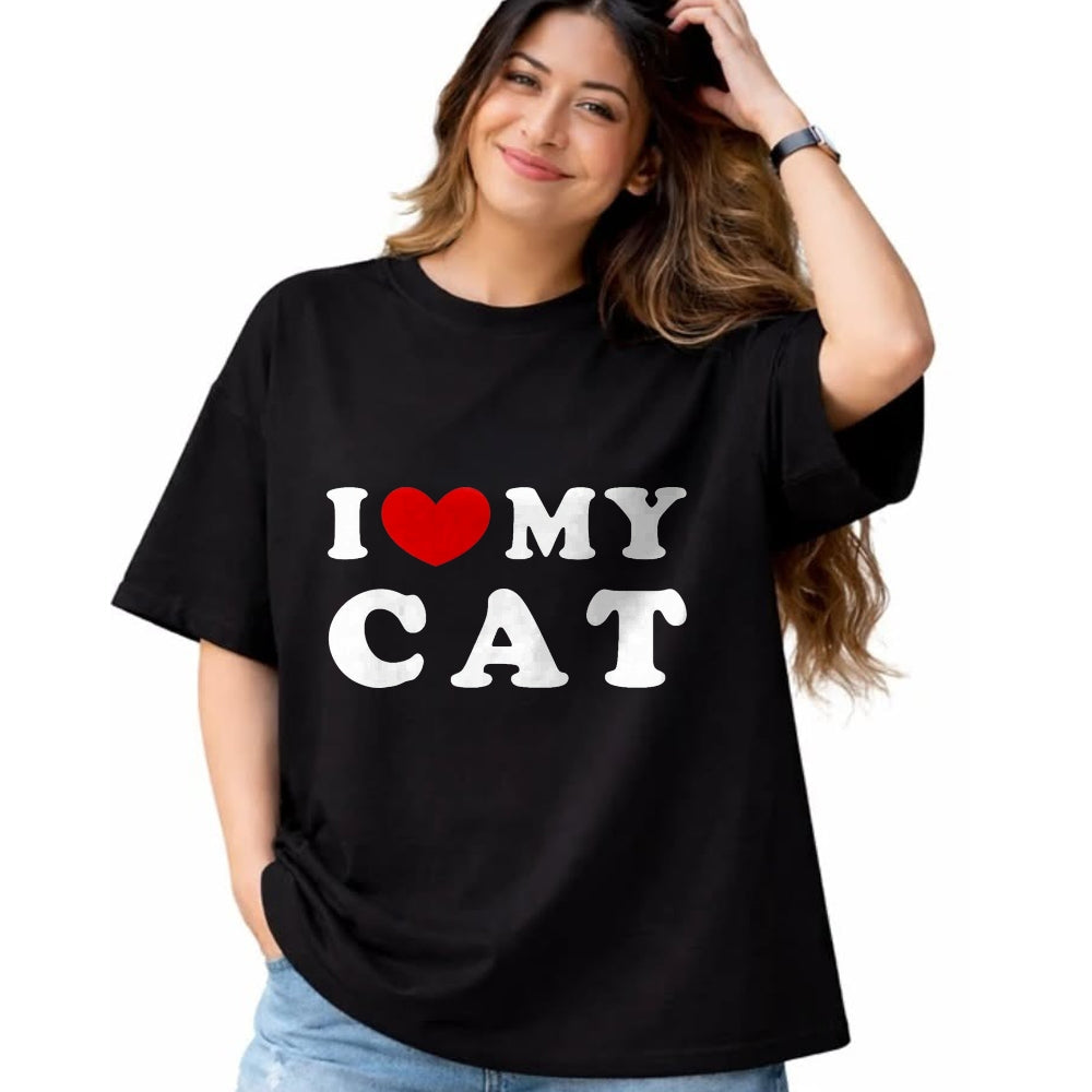 Cat Love Shirt, Funny Cat Lover Gift UnisexT-Shirt/Hoodie/Sweatshirt HLT00 - I Love My Cat, I Heart My Cat T-Shirt, Men, Pink Heather, X-Large