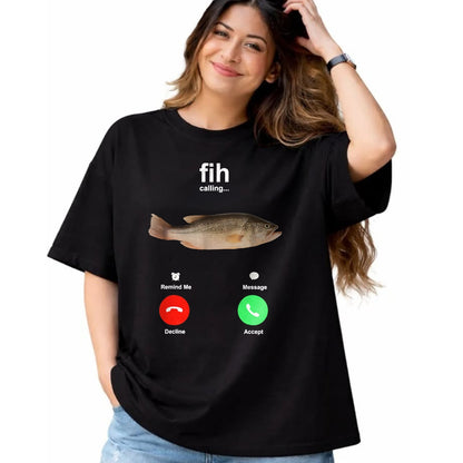 Funny Fishing Shirt, Gift For Fishing Lover Unisex T-Shirt/Hoodie/Sweatshirt HLT00 - Fih Calling Remind me Message Decline Accept Phone Call Fish T-Shirt