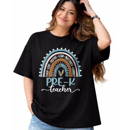 Best Student Shirt, Funny Back To School UnisexT-Shirt/Hoodie/Sweatshirt HLT00 - Pre-K Teacher Leopard Boho Rainbow Back to School T-Shirt