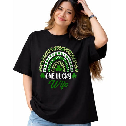 Best Wife Shirt, Wife and Husband Unisex T-Shirt/Hoodie/Sweatshirt HLT00 - Gift for wife T shirt, lucky wife   One Lucky Wife Rainbow St Patricks Day Lucky Wife T-Shirt