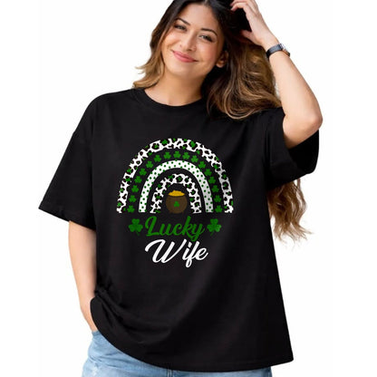 Best Wife Shirt, Wife and Husband Unisex T-Shirt/Hoodie/Sweatshirt HLT00 - Gift for wife T shirt, lucky wife   Lucky Wife Rainbow St Patricks Day Lucky Wife Long Sleeve T-Shir (1)