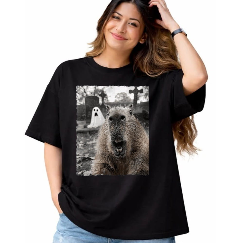 Cute Capybara Shirt, Funny Capybara Unisex T-Shirt/Hoodie/Sweatshirt HLT00 - Funny Capybara Halloween Costume T-Shirt, Men, Black, Small