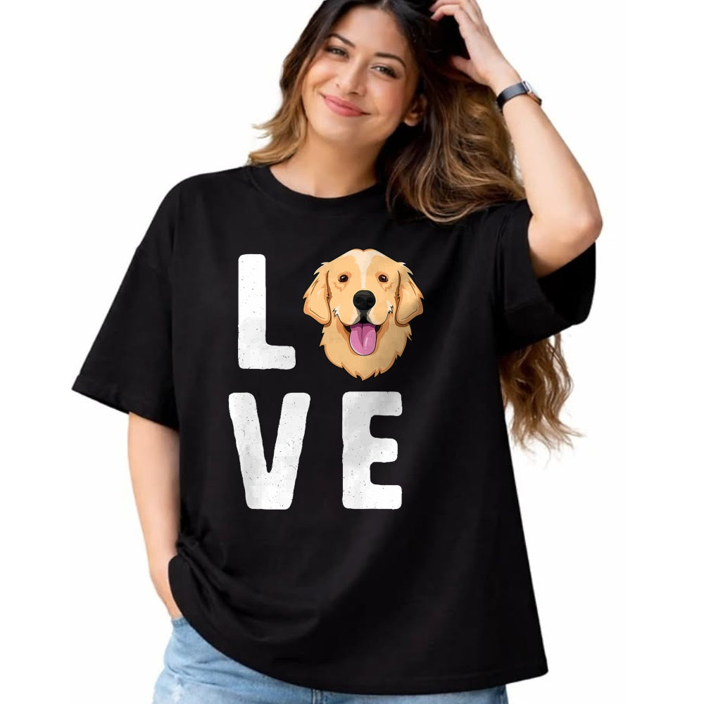 Dog Love Shirt, Dog Lover Gift T-Shirt/Hoodie/Sweatshirt HLT00 - LOVE Golden Retrievers T-Shirt for Women KIds Dog Pet Gift T-Shirt