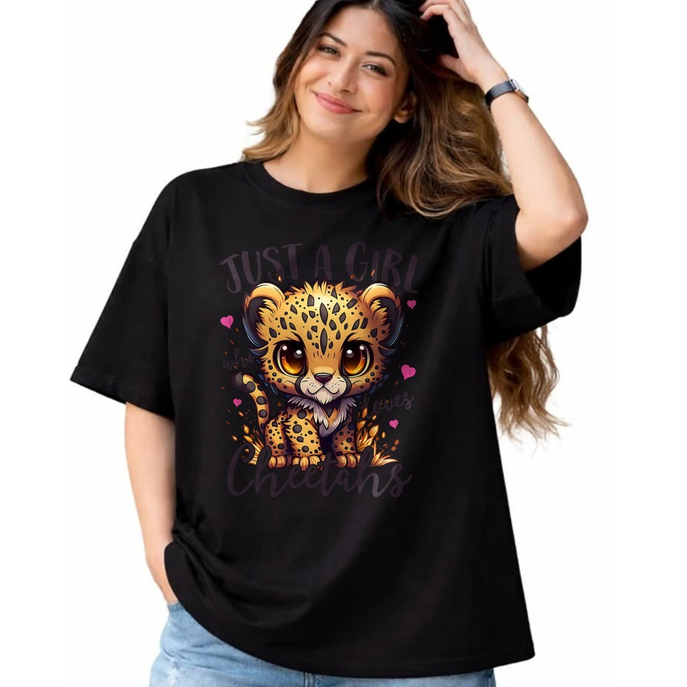 Cat Love Shirt, Funny Cat Lover Gift UnisexT-Shirt/Hoodie/Sweatshirt HLT00 - Just A Girl Who Loves Cheetahs Women Cheetah Cat Lover T-Shirt
