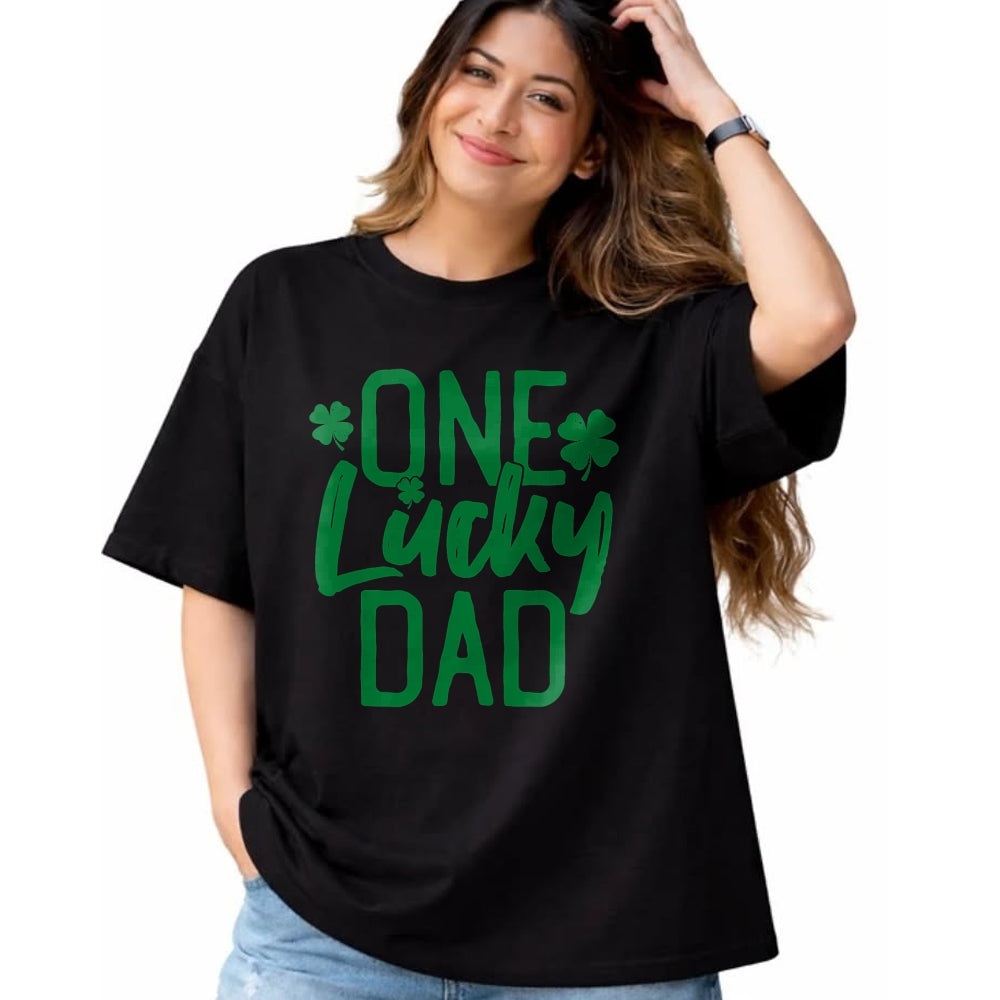 Gift for Dad Shirt, Funny Dad Unisex T-Shirt/Hoodie/Sweatshirt HLT00 – One Lucky Dad St. Patrick_s Day Matching Pajamas 2022 T-Shirt