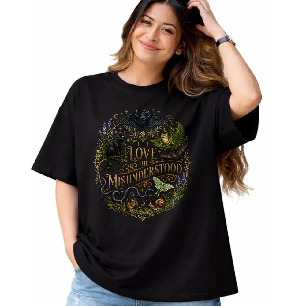 Cat Love Shirt, Funny Cat Lover Gift UnisexT-Shirt/Hoodie/Sweatshirt HLT00 - Love The Misunderstood Bat Raven Black Cat Snake Frog Moth T-Shirt