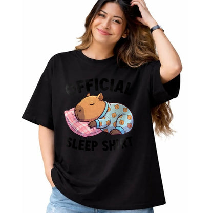Cute Capybara Shirt, Funny Capybara Unisex T-Shirt/Hoodie/Sweatshirt HLT00 - Cute Kawaii Sleeping Capybara Official Sleepshirt Nightgown T-Shirt