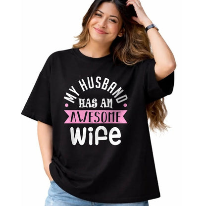 Best Wife Shirt, Wife and Husband Unisex T-Shirt/Hoodie/Sweatshirt HLT00 - My Husband Has An Awesome Wife Saint Valentine's Day Long Sleeve T-Shirt