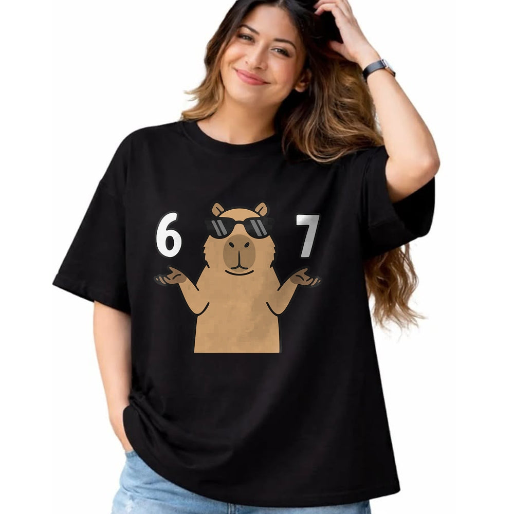Cute Capybara Shirt, Funny Capybara UnisexT-Shirt/Hoodie/Sweatshirt HLT00 - 67 Meme Capybara Shirt 6 7 Hand Gesture Kids Slang Six Seven T-Shirt