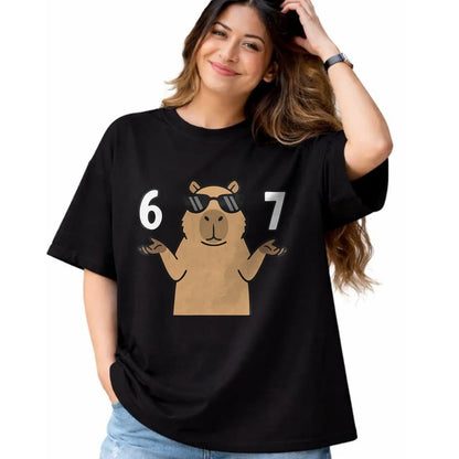 Cute Capybara Shirt, Funny Capybara UnisexT-Shirt/Hoodie/Sweatshirt HLT00 - 67 Meme Capybara Shirt 6 7 Hand Gesture Kids Slang Six Seven T-Shirt