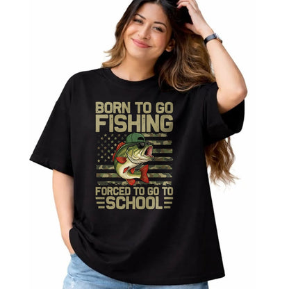 Funny Fishing Shirt, Gift For Fishing Lover Unisex T-Shirt/Hoodie/Sweatshirt HLT00 - Born to Go Fishing Bass Fish Funny Fisherman Boys Kids Men T-Shirt
