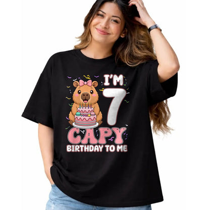 Cute Capybara Shirt, Funny Capybara UnisexT-Shirt/Hoodie/Sweatshirt HLT00 - 7 Years Old Capy Birthday to Me 7th Birthday Capybara Girl T-Shirt