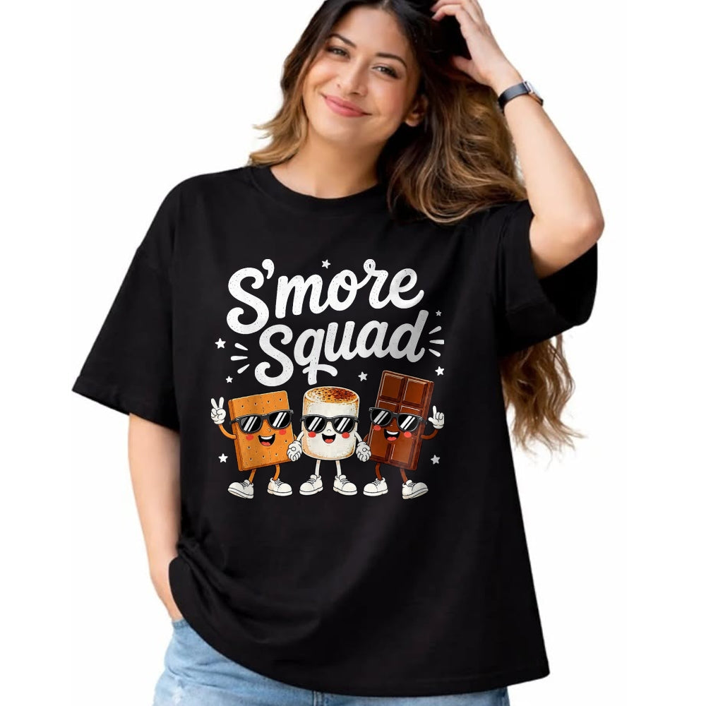 Funny Camping Shirt, Gift For Camping Lover Unisex T-Shirt/Hoodie/Sweatshirt HLT00 - Smore Squad Camping Campfire Chocolate S_Mores Kids T-Shirt, Youth, Brown, X-Small