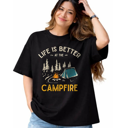 Funny Camping Shirt, Gift For Camping Lover Unisex T-Shirt/Hoodie/Sweatshirt HLT00 - Das Leben ist Besser am Lagerfeuer Funny Camper Camping T-Shirt
