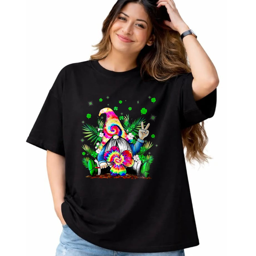Patrick Day Shirts for Family, Funny Patrick Day shirts, st patrick's day Unisex T-Shirt/Hoodie/Sweatshirt HLT00 - Irish Gnome Tie Dye Shamrock St Patrick Day Peace Love Luck T-Shirt