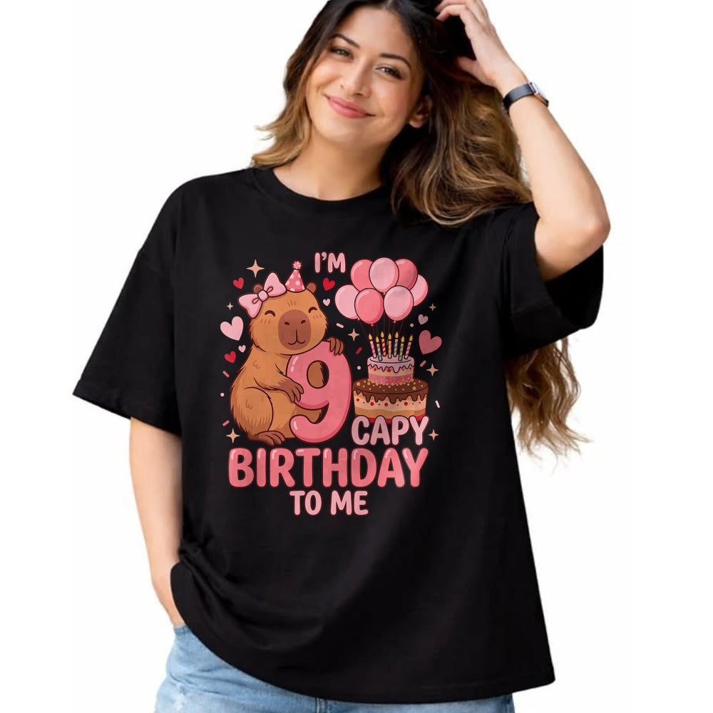 Cute Capybara Shirt, Funny Capybara UnisexT-Shirt/Hoodie/Sweatshirt HLT00 - Capybara 9 Year Birthday Girl Capybara 9th Birthday 2017 T-Shirt