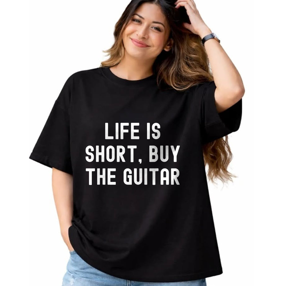 Guitar Lover Shirt, Funny Guitar UnisexT-Shirt/Hoodie/Sweatshirt HLT00 - Life Is Short, Buy The Guitar Funny Quote T-Shirt (1)