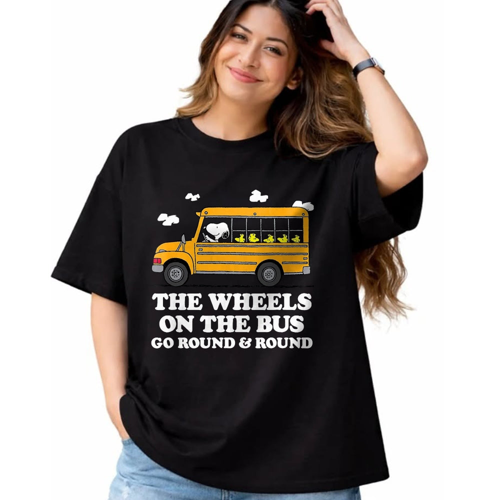 Best Student Shirt, Funny Back To School UnisexT-Shirt/Hoodie/Sweatshirt HLT00 - Peanuts - Wheels On The Bus Back to School T-Shirt, Men, Black, 3X-Large