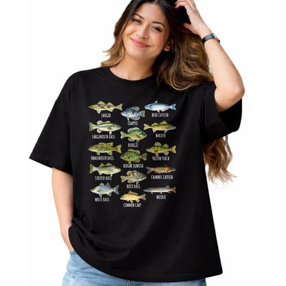 Funny Fishing Shirt, Gift For Fishing Lover Unisex T-Shirt/Hoodie/Sweatshirt HLT00 - Kids Fish Species Biology Types of Freshwater Fish Fishing T-Shirt