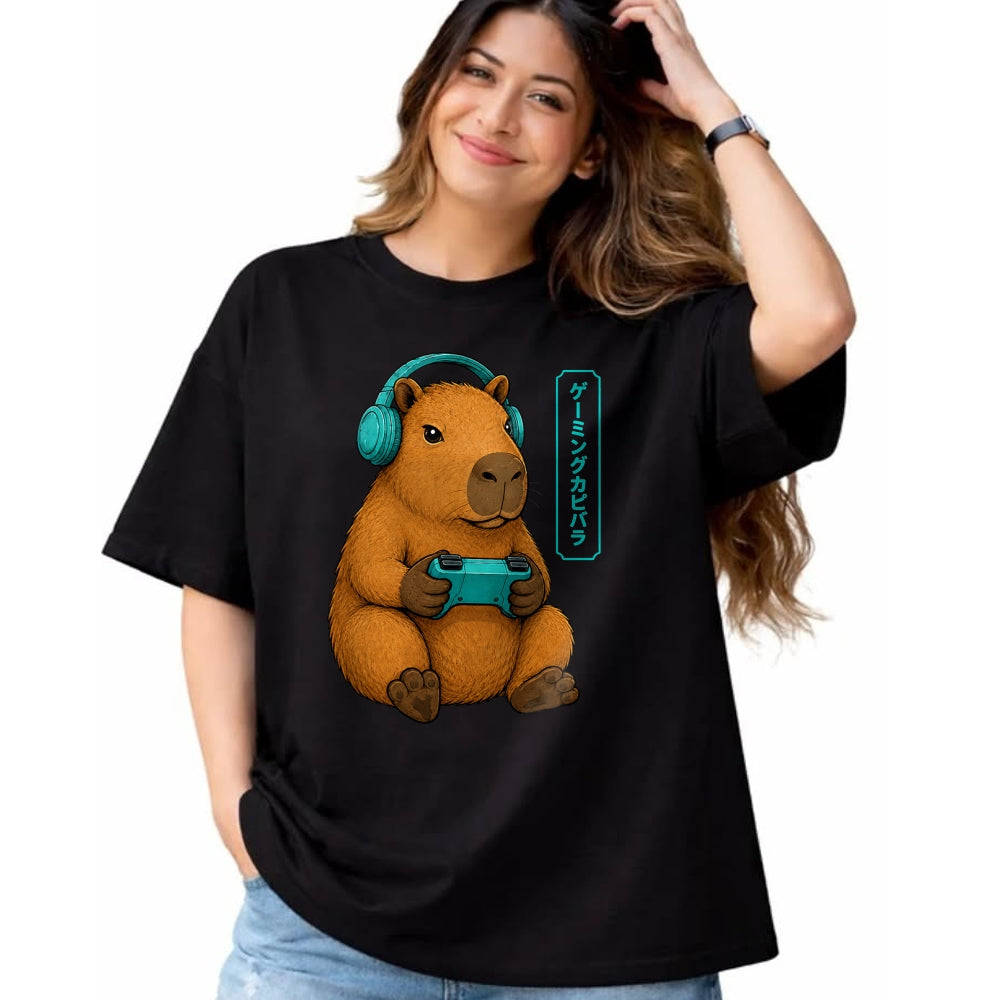 Cute Capybara Shirt, Funny Capybara Unisex T-Shirt/Hoodie/Sweatshirt HLT00 - Capybara Funny Anime Gamer Animal Video Gaming T-Shirt