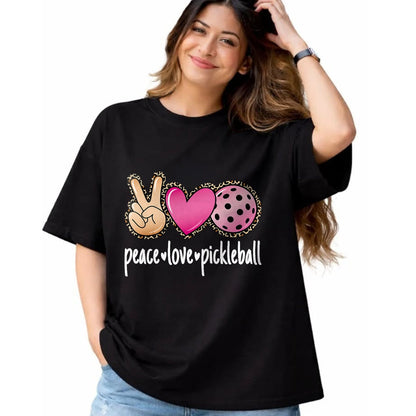 Funny Pickleball Shirt, Pickleball Lover Unisex T-Shirt/Hoodie/Sweatshirt HLT00 - Peace Love Pickleball Cute Pickleball Lover Women Girls T-Shirt