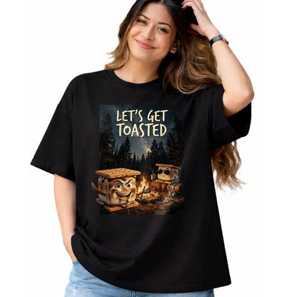 Funny Camping Shirt, Gift For Camping Lover Unisex T-Shirt/Hoodie/Sweatshirt HLT00 - Let_s Get Toasted Camping S_Mores Marshmallow Smores T-Shirt