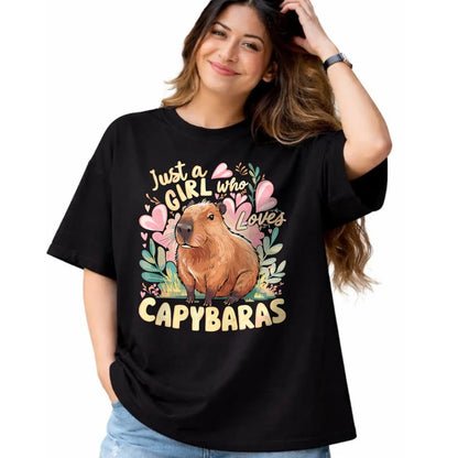 Cute Capybara Shirt, Funny Capybara Unisex T-Shirt/Hoodie/Sweatshirt HLT00 - Capybara Cute Just a Girl who Loves Capybaras T-Shirt