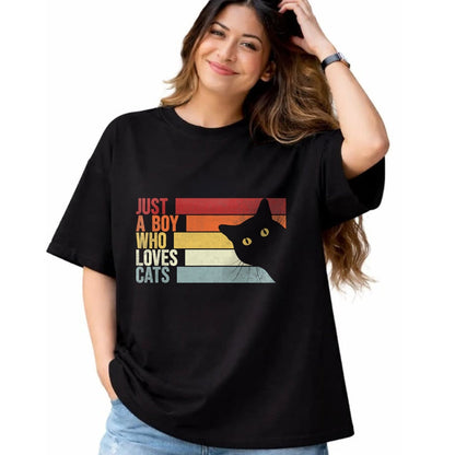 Cat Love Shirt, Funny Cat Lover Gift UnisexT-Shirt/Hoodie/Sweatshirt HLT00 - Just A Boy Who Loves Cats. Funny Cats Lover T-Shirt (1)