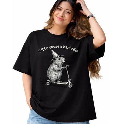 Cute Capybara Shirt, Funny Capybara Unisex T-Shirt/Hoodie/Sweatshirt HLT00 - Off to Cause A Kerfuffle Funny Capybara Meme T-Shirt