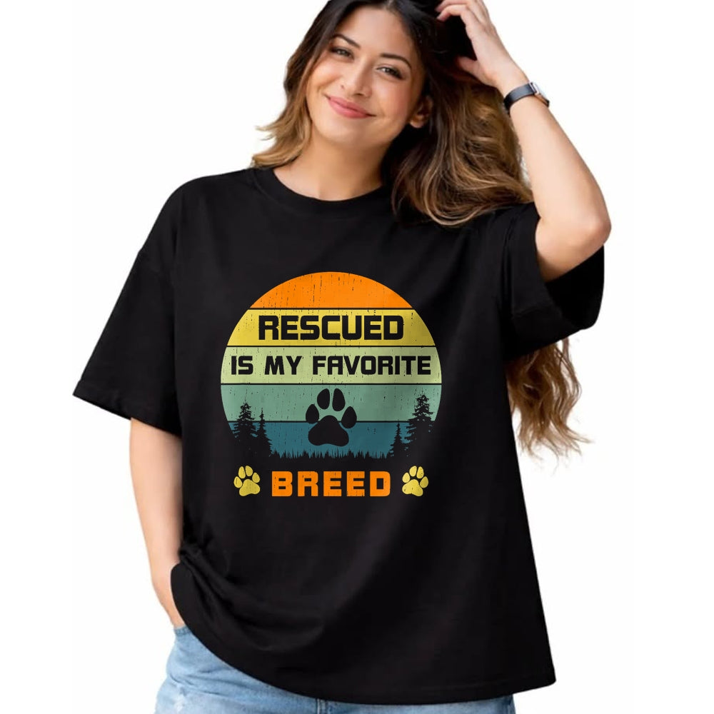 Dog Love Shirt, Dog Lover Gift T-Shirt/Hoodie/Sweatshirt HLT00 - Love Dogs Rescue Rescued Is My Favorite Breed Vintage Paw T-Shirt