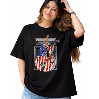 Guitar Lover Shirt, Funny Guitar UnisexT-Shirt/Hoodie/Sweatshirt HLT00 - American Flag Guitar 4th of July Guitarist USA Country Music T-Shirt