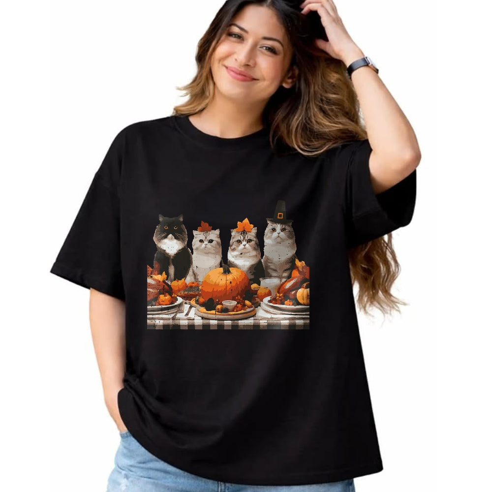 Best Thanksgiving Family Shirt , Funny Thanksgiving UnisexT-Shirt/Hoodie/Sweatshirt HLT00 - Thanksgiving Cats Dinner Feast Vintage Fall Men Women Kids T-Shirt