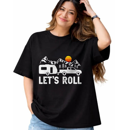 Funny Camping Shirt, Gift For Camping Lover Unisex T-Shirt/Hoodie/Sweatshirt HLT00 - Let_s Roll Caravan Camping Trailer Mountains Camper T-Shirt