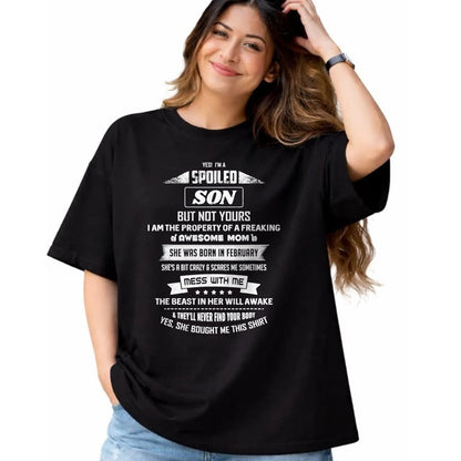 Best Wife Shirt, Wife and Husband Unisex T-Shirt/Hoodie/Sweatshirt HLT00 - Yes I'm Spoiled Son - February Mom Birthday Present T-Shirt (1)